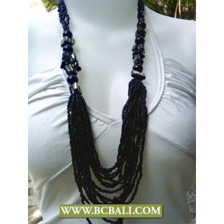 Layered Necklace Black Beaded Fashion